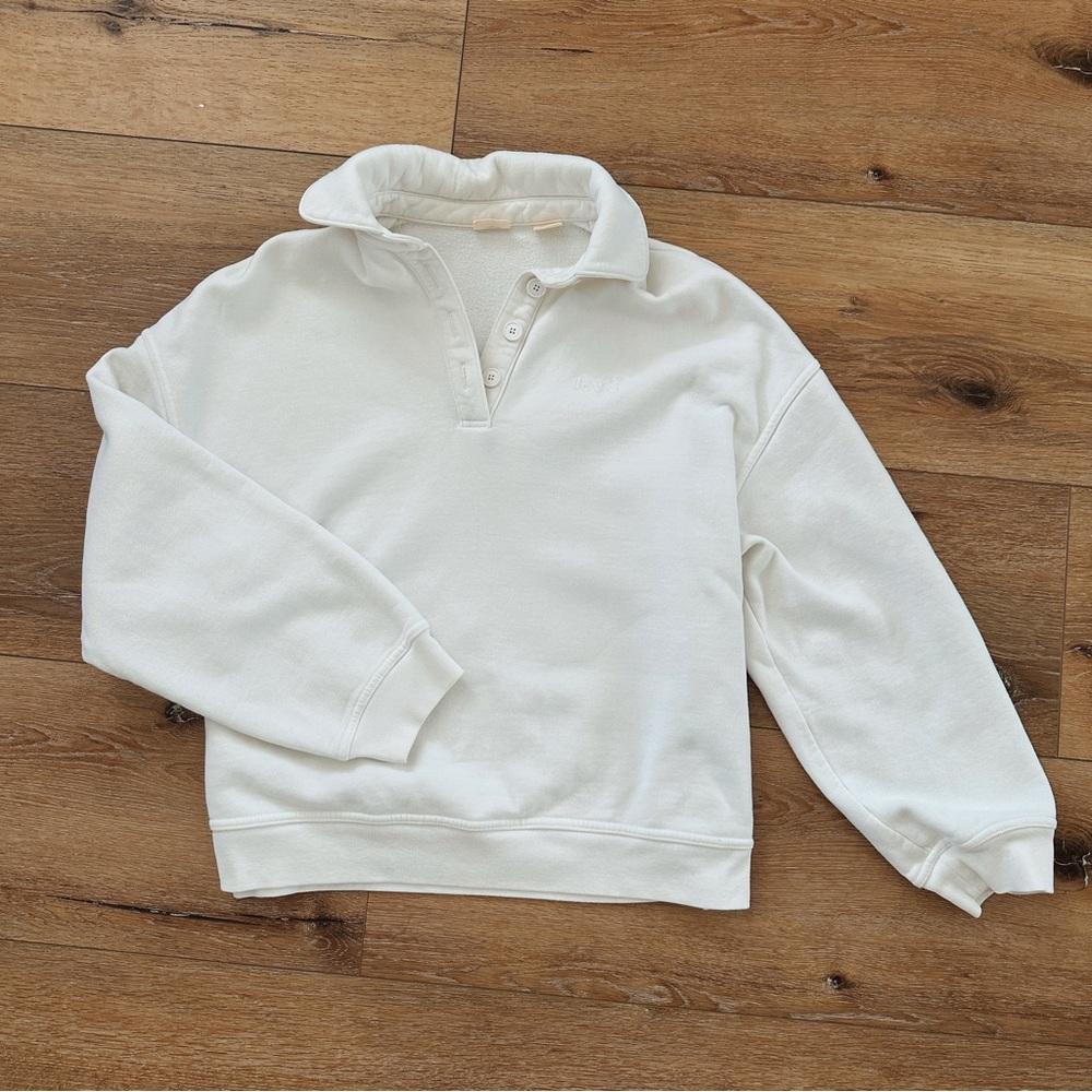 Levi's off-white collared fleece pullover